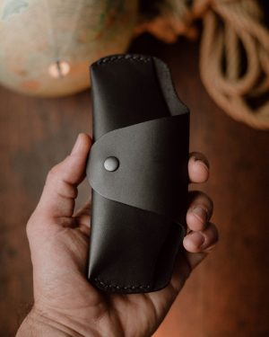 glass model 2 black waxy (1) Black Sunglass Cover II (Italian Waxy Cowhide)