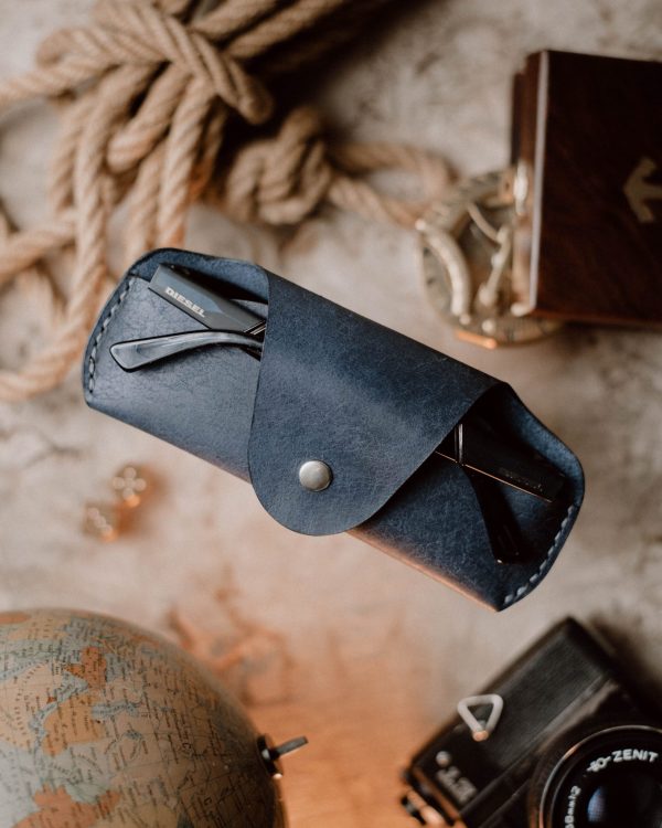 Navy Blue Sunglass Cover II (Pueblo Leather)