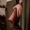 Clutch Bag Red Brown (Italian Waxy Cowhide)