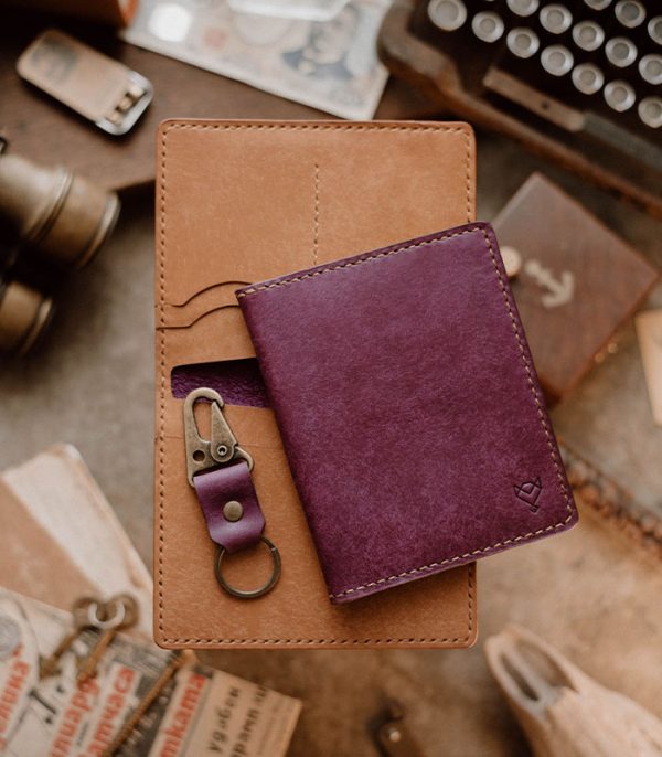 asfasd Violet and Natural Passport Cover (Pueblo Leather)