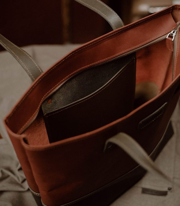 Tote Bag Brown and Olive (Buttero Leather)