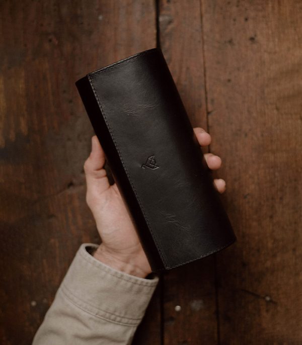 ashghas Watch Roll Case III Black (Waxy Leather)