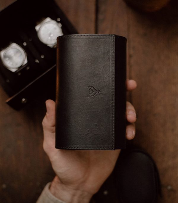 hasha Watch Roll Case II Black (Waxy Leather)