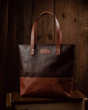 iop Tote Bag Dark Brown and Brown (Buttero Leather)