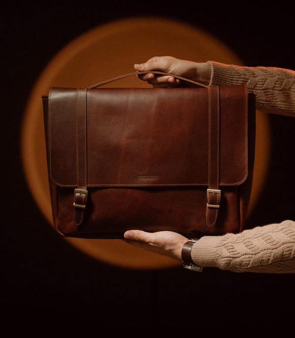 Briefcase Red Brown (Italian Waxy Cowhide)