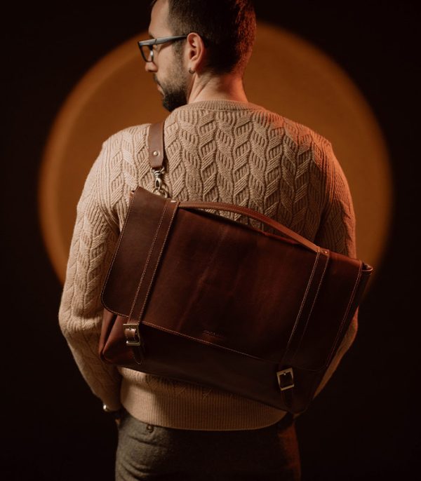 Briefcase Red Brown (Italian Waxy Cowhide)