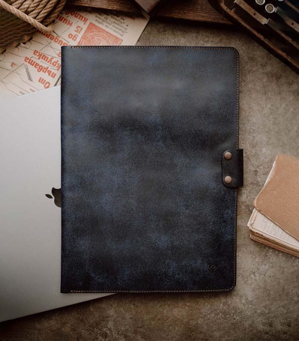Laptop / Tablet case Navy Blue and Siena (Pueblo Leather)
