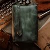 Clutch Bag Green (Italian Waxy Cowhide)