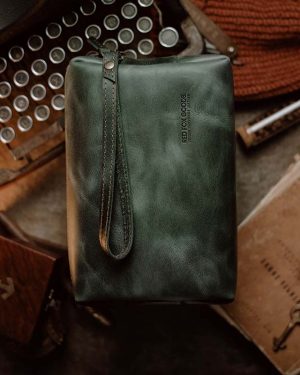 Clutch Bag Green (Italian Waxy Cowhide)