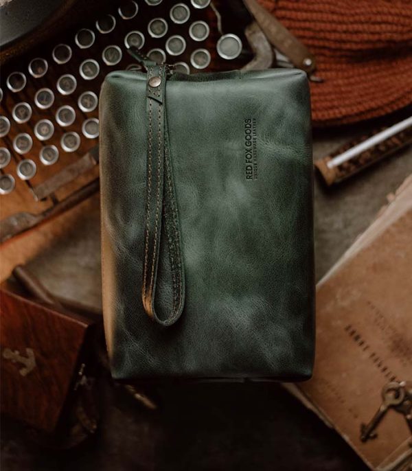 Clutch Bag Green (Italian Waxy Cowhide)