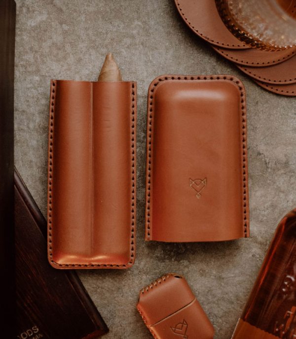 asdffsa Whiskey and Cigar Bundle Light Brown (Italian Waxy Cowhide)