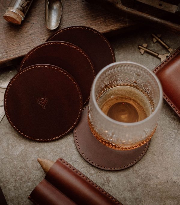 fasfa Whiskey and Cigar Bundle Red Brown (Italian Waxy Cowhide)