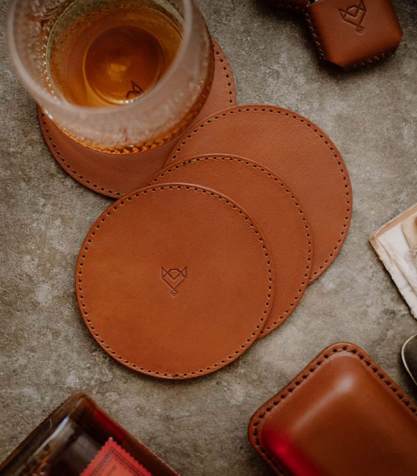 fsaassss Whiskey and Cigar Bundle Light Brown (Italian Waxy Cowhide)