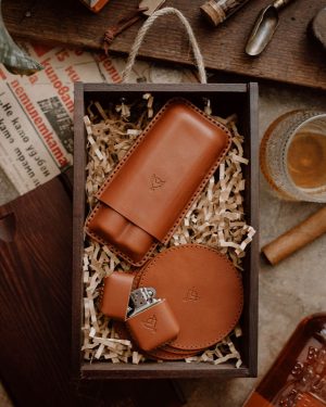 light brown bundle Whiskey and Cigar Bundle Light Brown (Italian Waxy Cowhide)