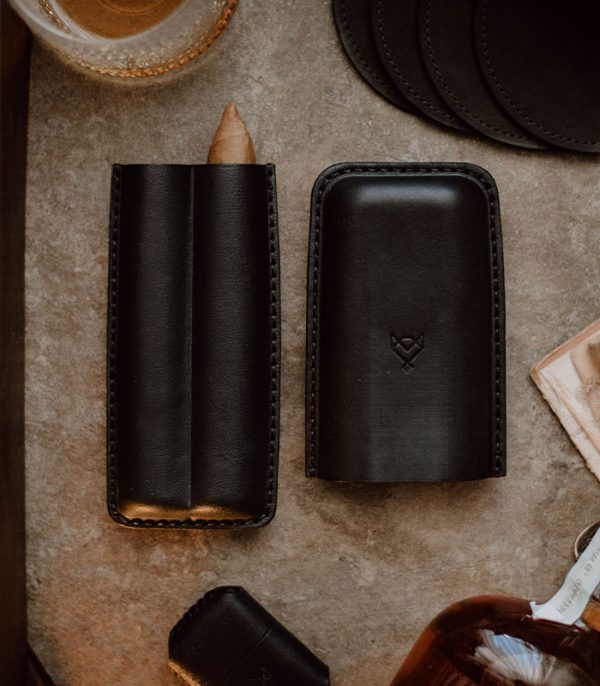 safgggas Whiskey and Cigar Bundle Black (Italian Waxy Cowhide)