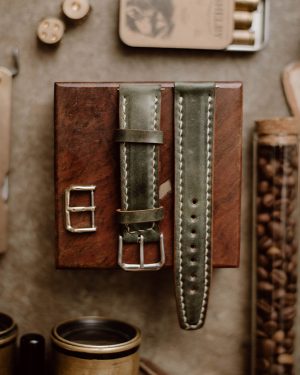 Full Stitched Watch Band Green Museum (Shell Cordovan)