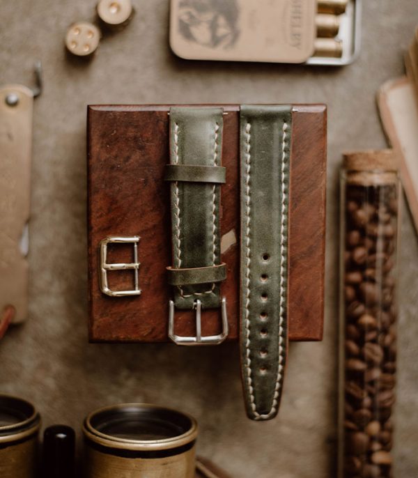Untitled-1 copy Full Stitched Watch Band Green Museum (Shell Cordovan)