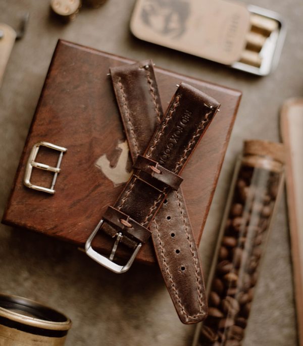 адсгадфс Full Stitched Watch Band Brown Museum (Shell Cordovan)