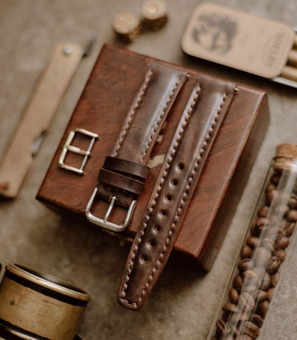 асгасд Full Stitched Watch Band Brown Museum (Shell Cordovan)