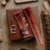 асгсаф Full Stitched Watch Band Cognac Museum (Shell Cordovan)