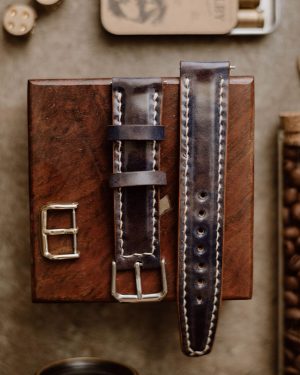 Full Stitched Watch Band Blue Museum (Shell Cordovan)
