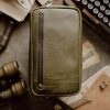 Clutch Bag II Olive Green (Pueblo Leather)